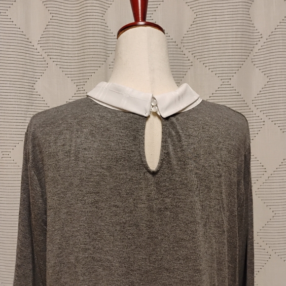 Elle Gray and White Layered Blouse With Collar Women's Size XXL - Picture 6 of 9